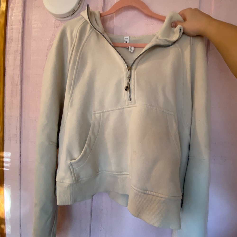Lululemon Women's Half-Zip Cream Scuba Pullover Hoodie